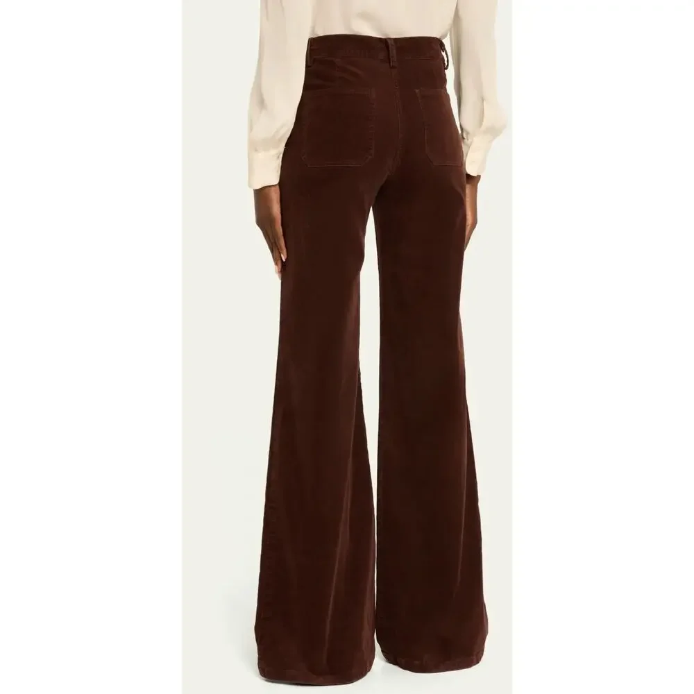 Nili Lotan Womans 2 Florence Wide Leg Corduroy Flare Pants High Rise Cigar Brown - Picture 10 of 14